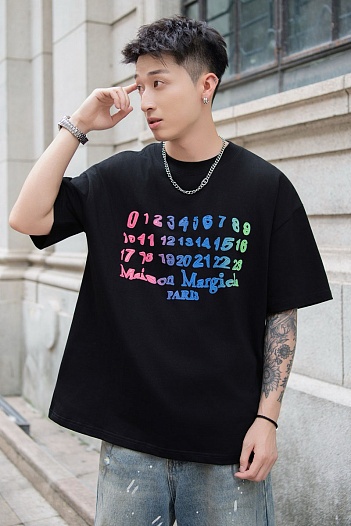 Чёрная оверсайз футболка Maison Margiela Premium   