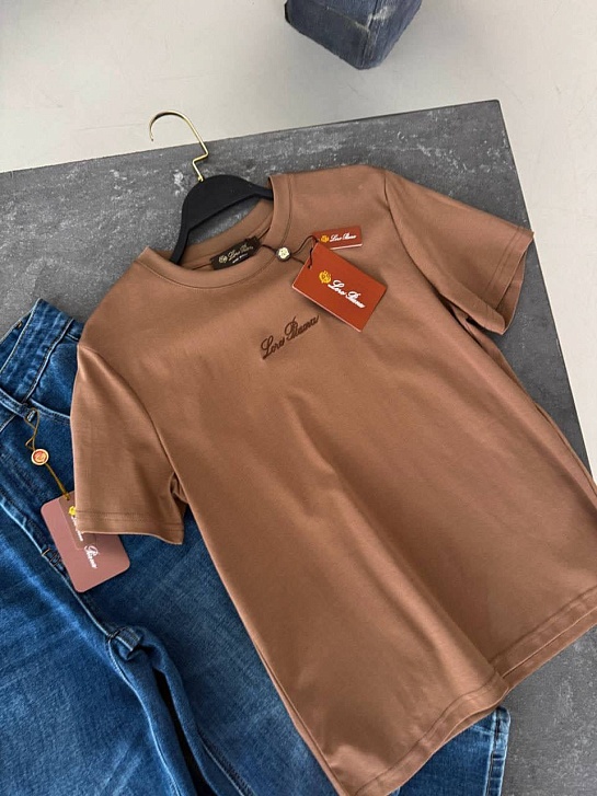 Женская базовая футболка Loro Piana premium - Brown