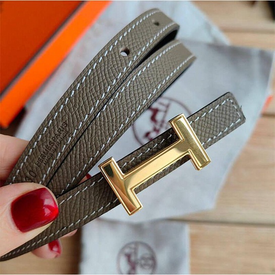 Кожаный ремень Hermes (длина 80 / 85 см)