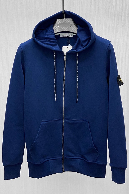 Мужская кофта с патчем на плече синего цвета Stone Island