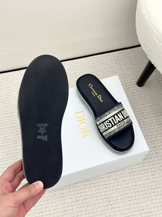 Женские шлёпанцы на платформе Dior Premium - Navy