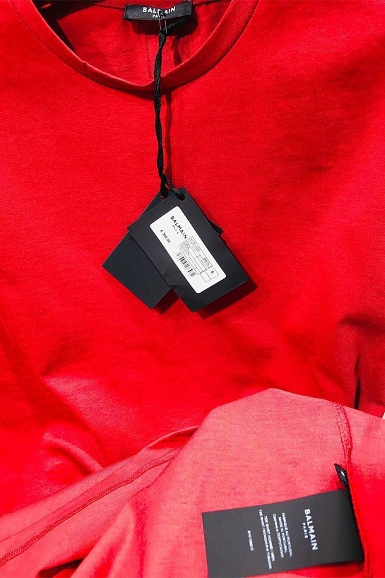 Оверсайз футболка Balmain красного цвета