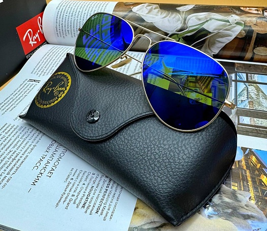 Солнцезащитные очки Ray-Ban Aviator Large Metal - Navy Mirrored   