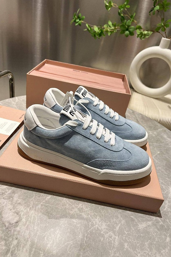 Женские замшевые кроссовки MIU MIU Premium - Blue