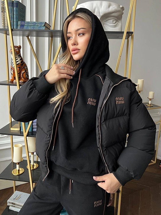 Женский чёрный костюм тройка MIU MIU