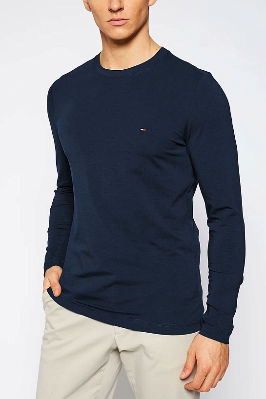 Мужской лонгслив Tommy Hilfiger тёмно-синего цвета