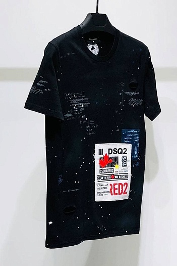 Чёрная футболка Dsquared2 с нашивкой-логотипом   