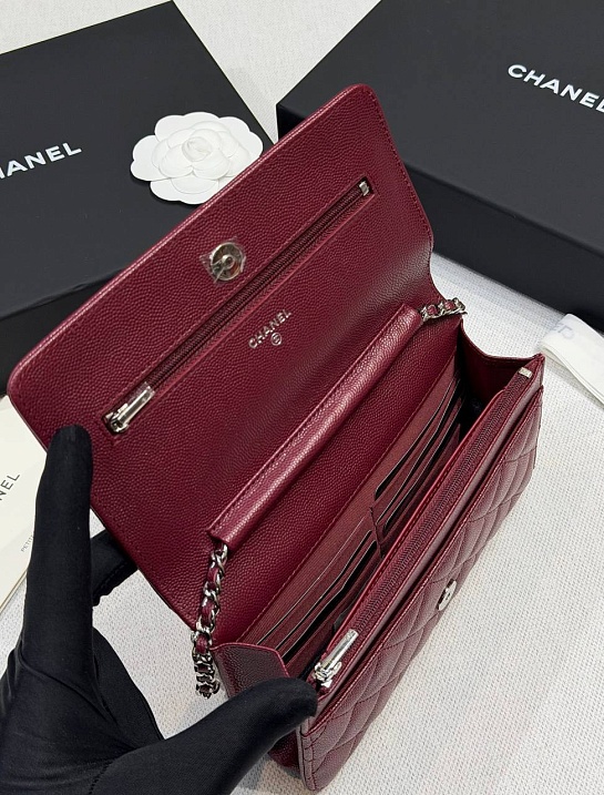 Кожаная сумка Chanel Wallet on Chain premium 19x12x4 см