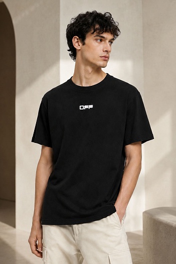 Чёрная оверсайз футболка Off-White "Cabin Baggage"   