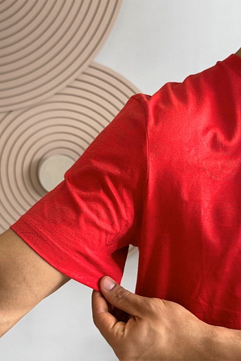 Красная мужская футболка Etro embroidered-logo   