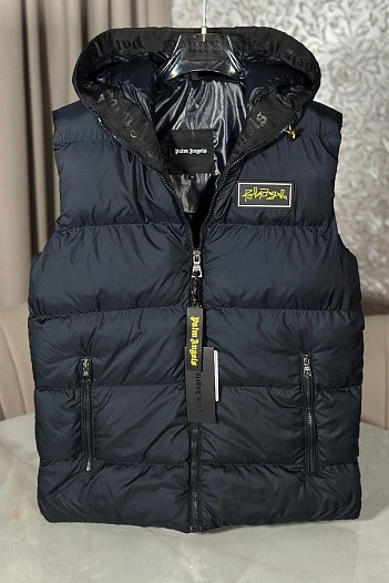 Мужской синий жилет Palm Angels с капюшоном   