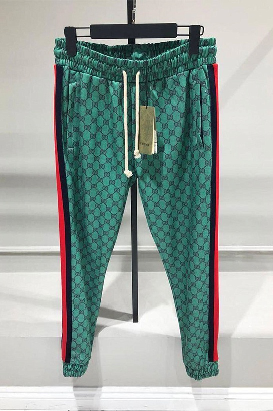 Мужские брендовые штаны Gucci Web Stripe - Green