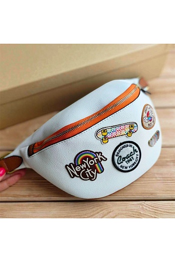 Кожаная сумка на пояс Coach Charter multi-patch 33x17 см   