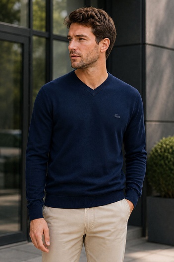 Джемпер тёмно-синего цвета Lacoste V-Neck   