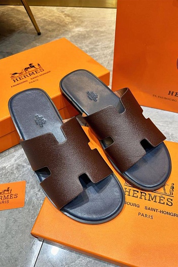Мужские шлёпанцы Hermes Izmir - Brown   