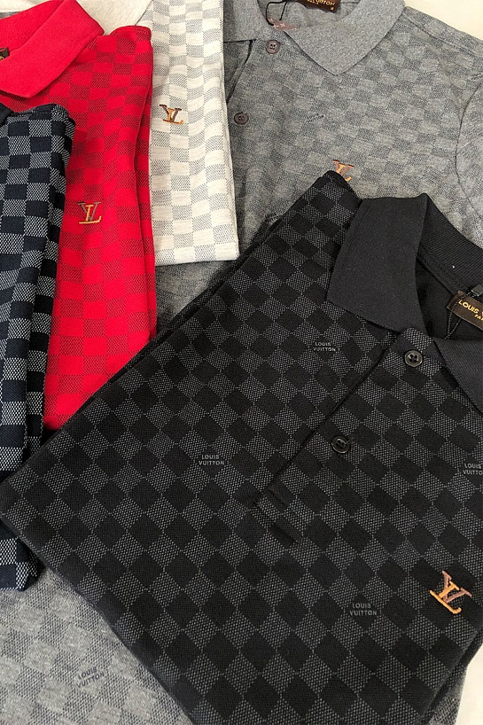 Мужское брендовое поло Louis Vuitton красного цвета
