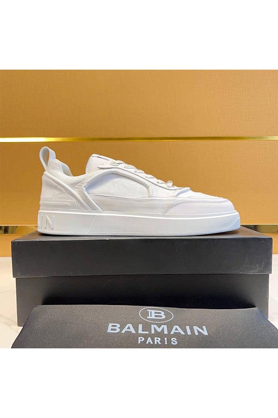 Комбинированные кроссовки Balmain белого цвета