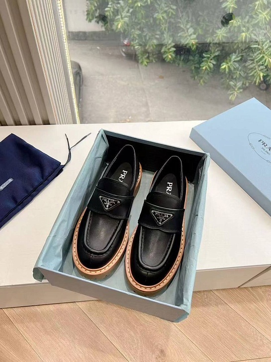 Женские чёрные ботинки Prada Premium