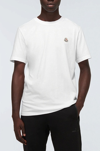 Брендовая мужская футболка Moncler белого цвета   