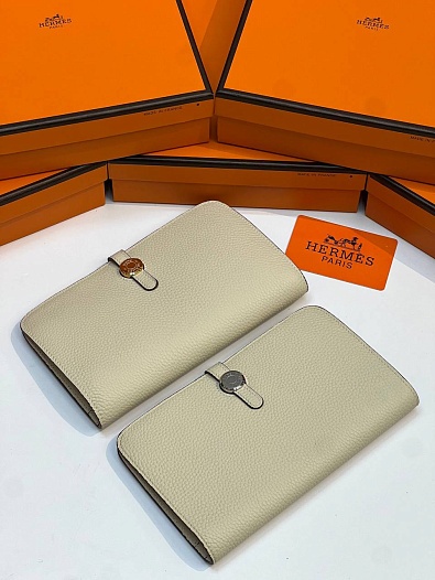 Кожаный кошелёк Hermes Dogon Duo - White 19.5x12 см   