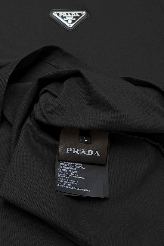 Мужская футболка Prada logo-plaque - Black