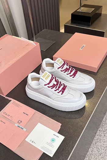 Женские кожаные кроссовки MIU MIU Premium   