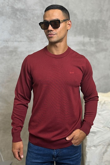 Джемпер бордового цвета Hugo Boss logo-embroidered   