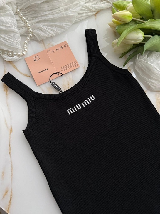 Чёрный женский топ MIU MIU