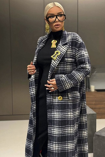 Женское пальто в клетку Schiaparelli premium   