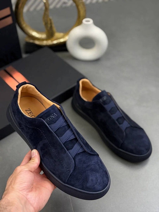 Замшевые кроссовки Zegna Triple Stitch