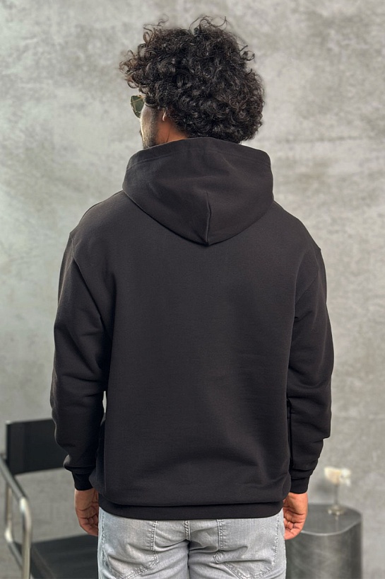 Чёрное худи Balenciaga Paris logo-embroidered
