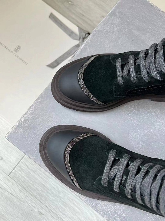 Женские замшевые ботинки Brunello Cucinelli Premium - Green