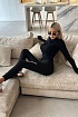 Женские утеплённые леггинсы на флисе Balenciaga чёрного цвета