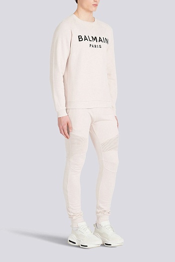 Мужской светло-бежевый свитшот Balmain Paris logo-print   