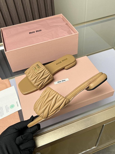Женские шлёпанцы MIU MIU Premium - Beige   