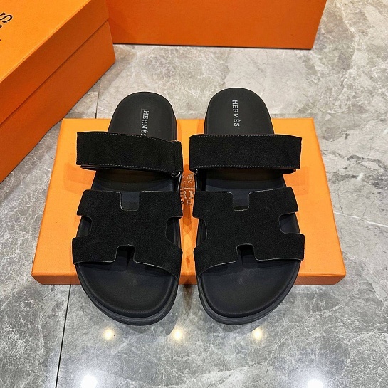 Замшевые шлёпанцы Hermes Chypre