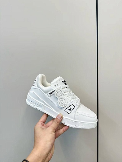 Женские кожаные кроссовки Louis Vuitton Trainer premium - White   