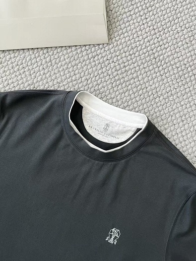 Мужская тёмно-серая футболка Brunello Cucinelli Premium   