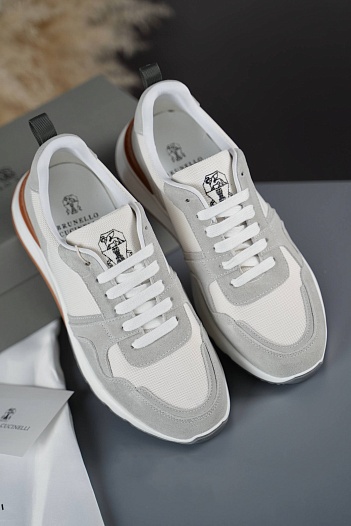 Мужские комбинированные кроссовки Brunello Cucinelli   