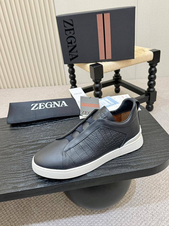 Мужские кроссовки Zegna Triple Stitch Alligator - Grey