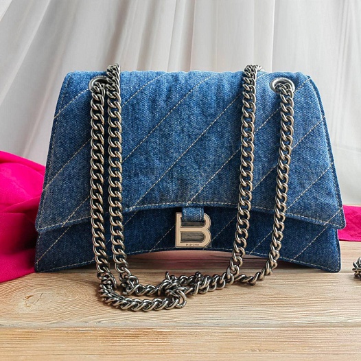 Кожаная сумка Balenciaga Hourglass Denim S 26x15 см   