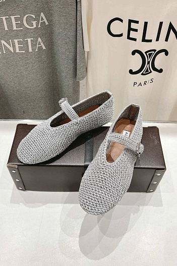 Женские плетёные балетки ALaia Premium - Grey   