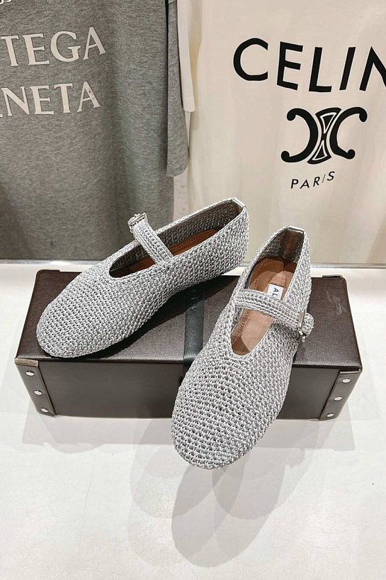 Женские плетёные балетки ALaia Premium - Grey