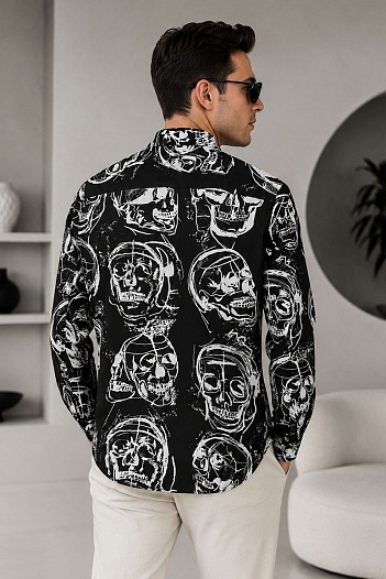 Мужская рубашка Alexander McQueen Skull - Black   
