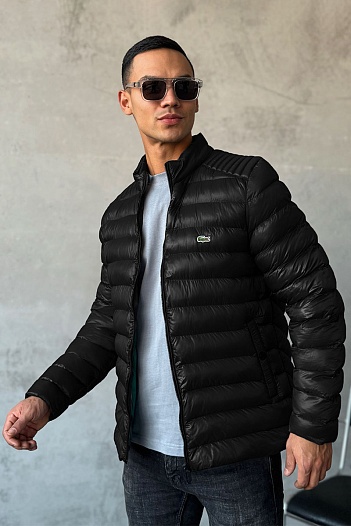 Мужская чёрная куртка Lacoste logo-patch   