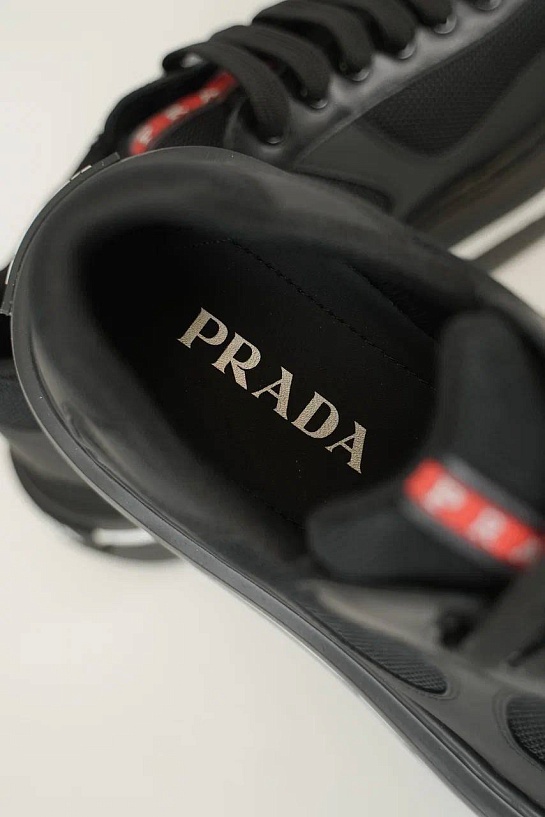 Комбинированные кроссовки Prada logo-stripe - Black