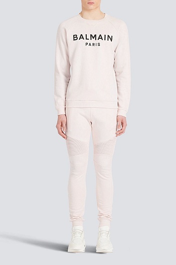 Мужской светло-бежевый свитшот Balmain Paris logo-print   