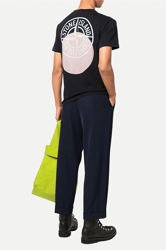 Мужская чёрная футболка Stone Island logo-print