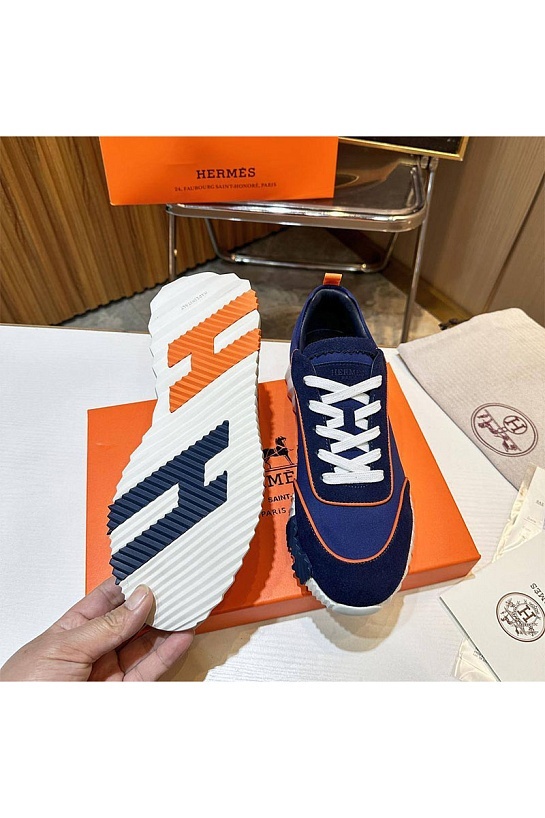 Мужские замшевые кроссовки Hermes Bouncing - Blue