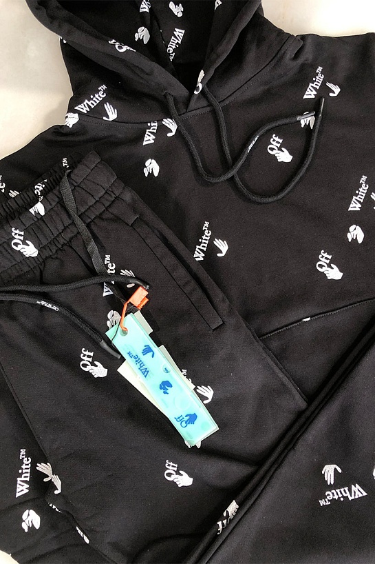 Мужские чёрные штаны Off-White logo all-over